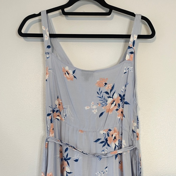 Torrid Women’s Size 1 (14/16) Faux Wrap Ruffle Midi Floral Blue Dress Sleeveless - Picture 4 of 7